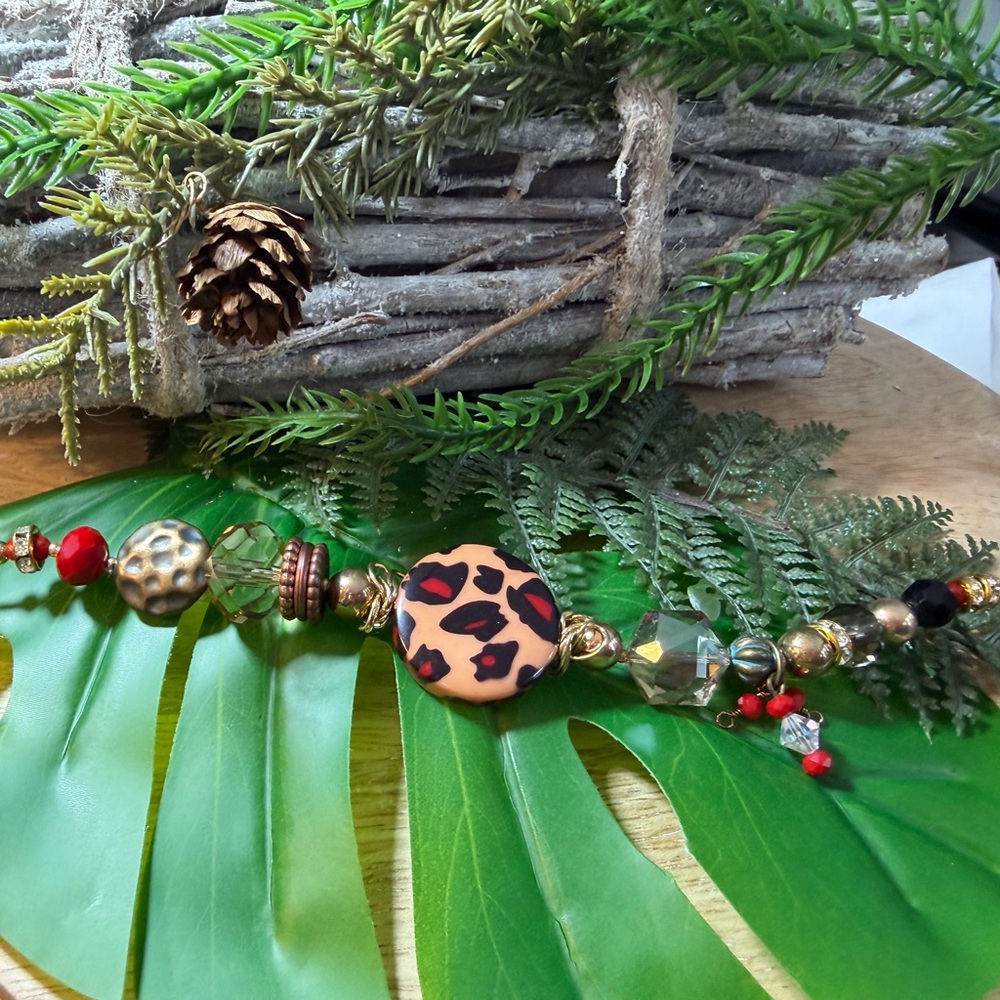Leopard Print Beaded Bracelet